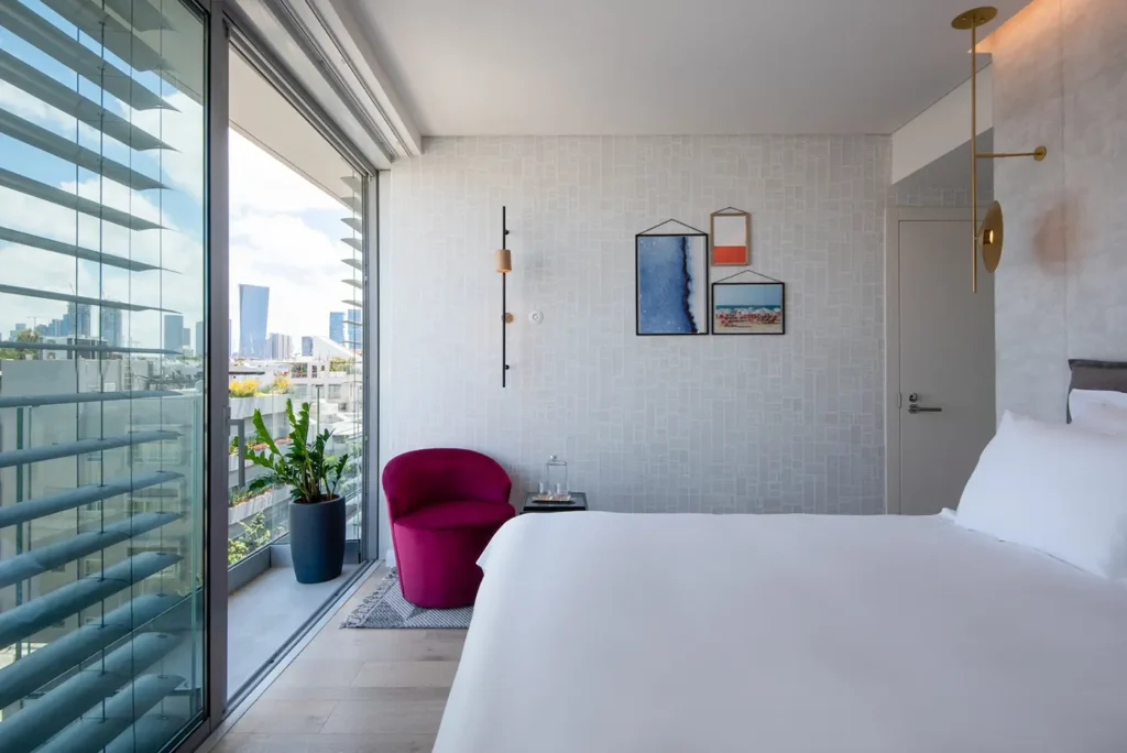 Deluxe double room at Ink Tel Aviv boutique hotel.